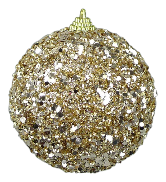 4" Sequin Ball w/Snowflake - 
Champaign/White